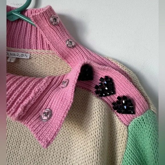 Olivia Rubin Lyla Oversized Colorblock Sweater - Size L - Picture 6 of 9